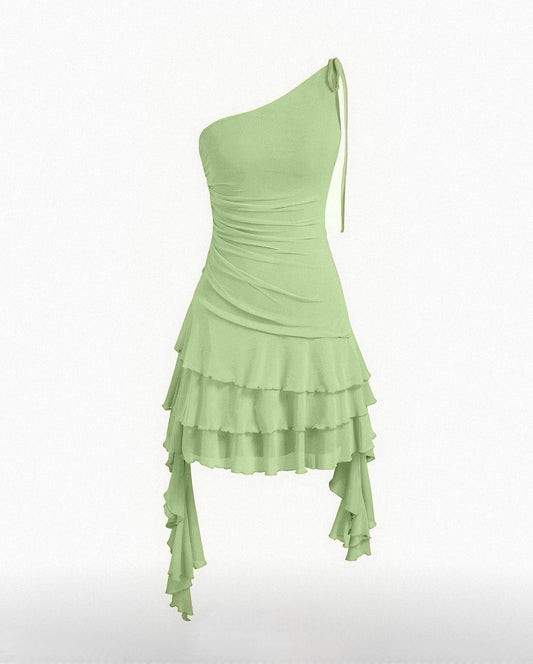 Mint Mirage Ruffle Dress